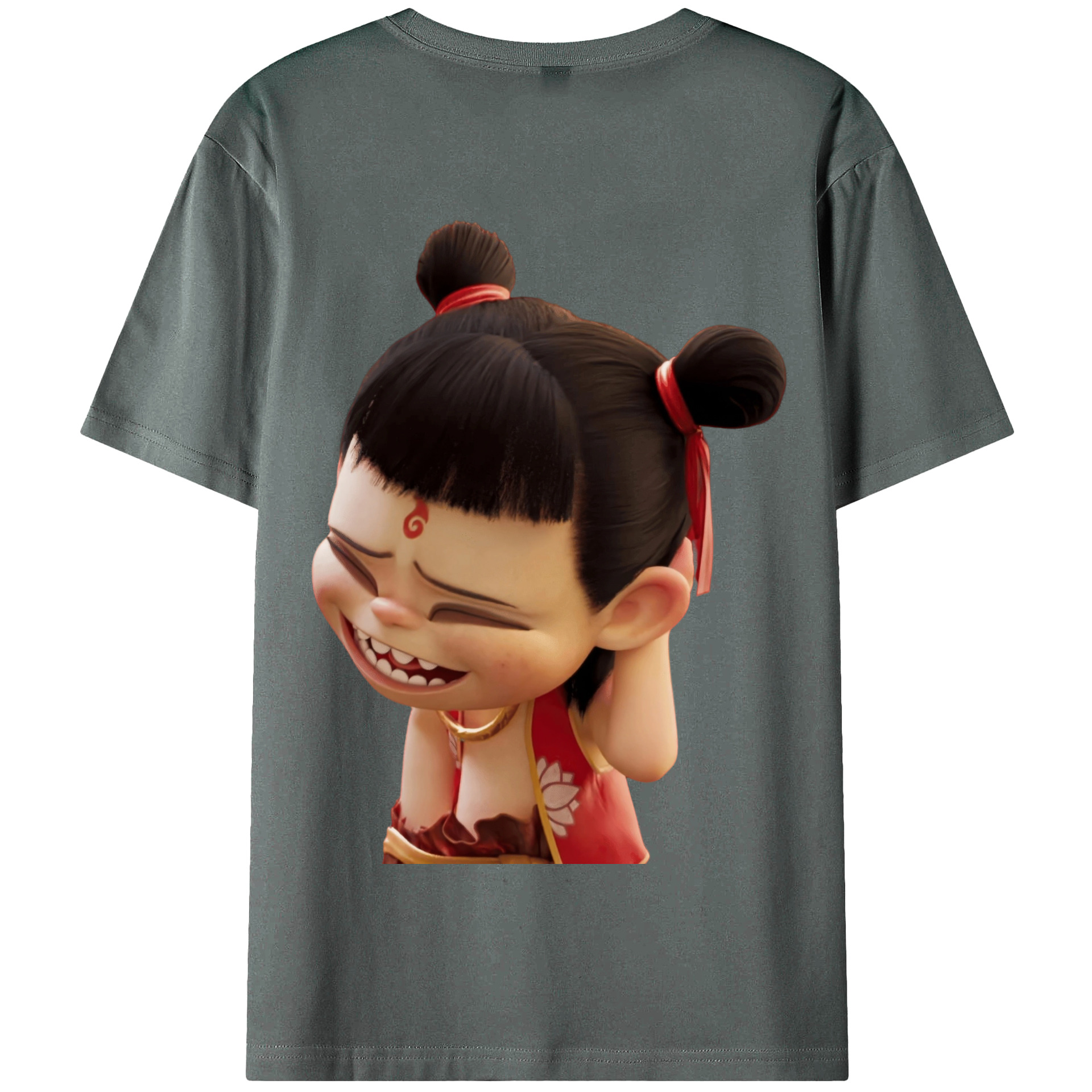 （画像用） Ne Zha 2 ナタ 魔童の大暴れ 綿100％半袖Tシャツ（背面プリント）